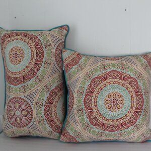 Grandinroad Janice Boho Paisley Indoor Outdoor Accent Pillow Set